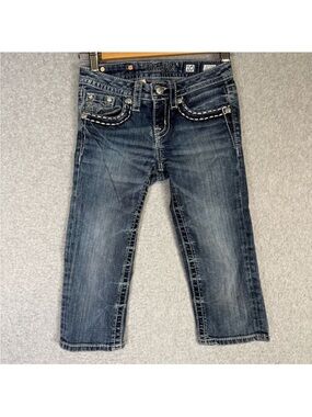 Miss Me jeans girls size 10 capri, cropped pants, jeans with embroidered pockets